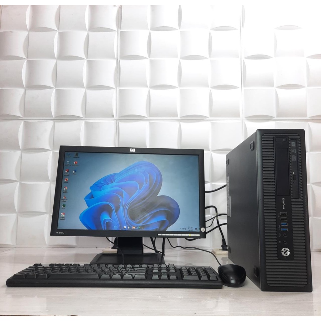 Paketan Pc Hp Elitedesk 800 G2 Desktop Core i5 Gen 6 Ram 8Gb Ddr4 Hdd 500Gb Lcd 19in Wide Siap Pakai