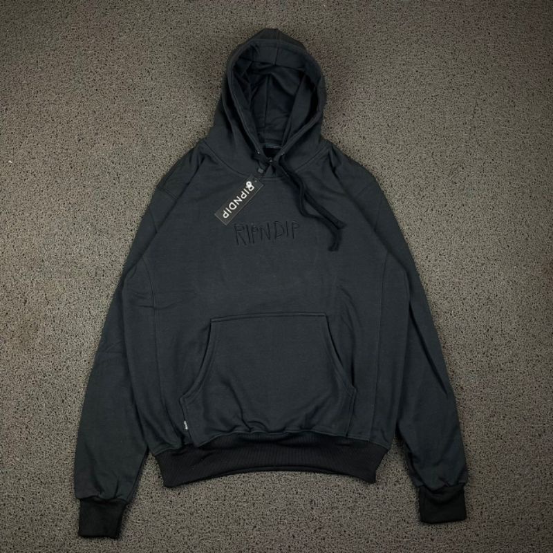 HOODIE RIPNDIP BLACK EMBOS FULL TAG LABEL CASUAL