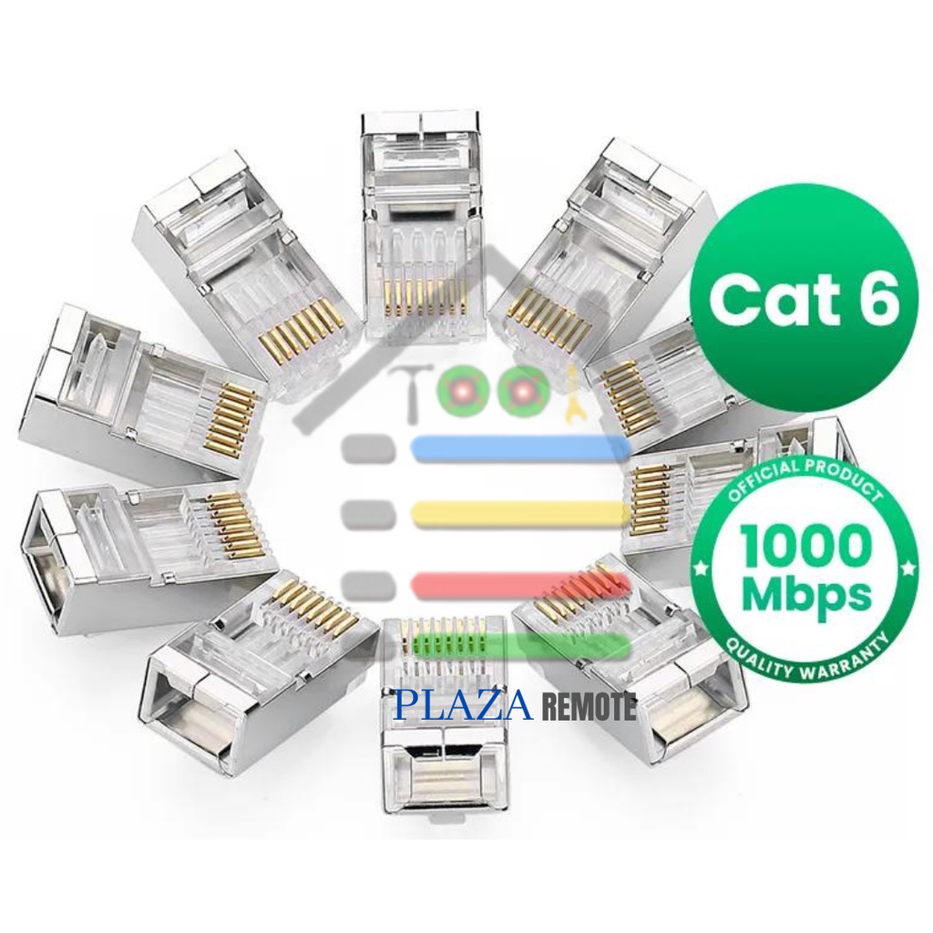 KONEKTOR RJ45 ETHERNET CAT 5 CAT 5E CAT 6 8P8C TENDA HEAD PLUG LAPIS ALUMUNIUM