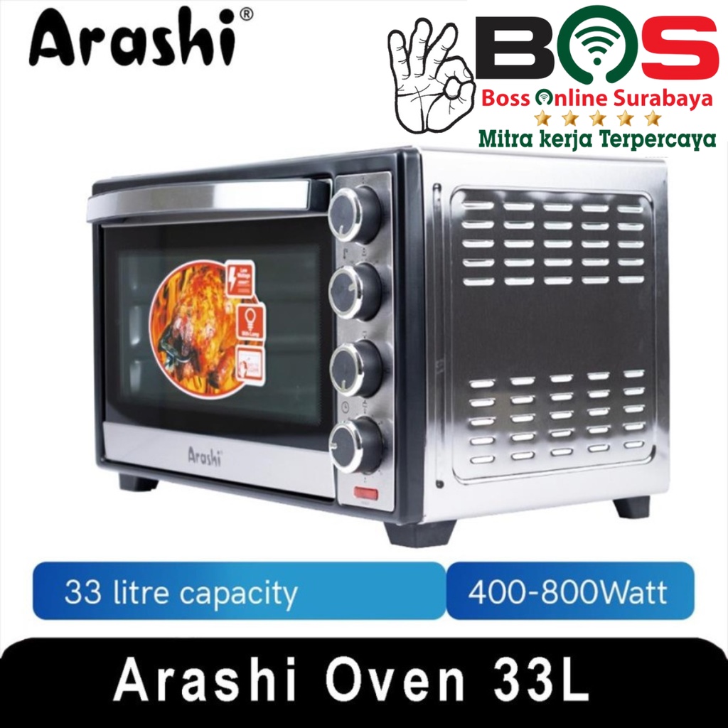 Electric Oven Arashi Kapasitas 33 L 33 Liter Low Watt Arashi C-33A Body Stainless pizza