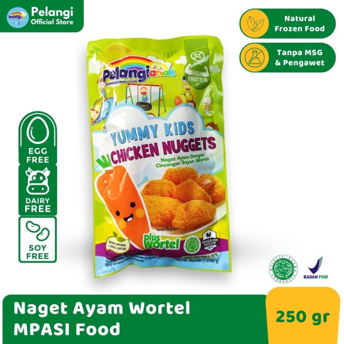 YUMMY KIDS Nugget Ayam Plus Wortel Halal Non MSG &amp; Non Pengawet 350gr Pelangi Frozenfood