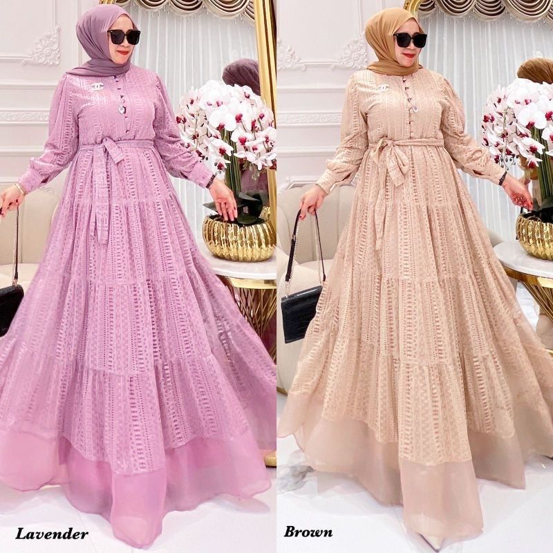 Amira Dress Brukat Malika Mix Organza | REALPICT COD