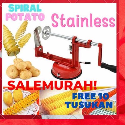 ☉ Spiral Potato Slicer Alat Pemotong Kentang Spiral Kentang Ulir ➴