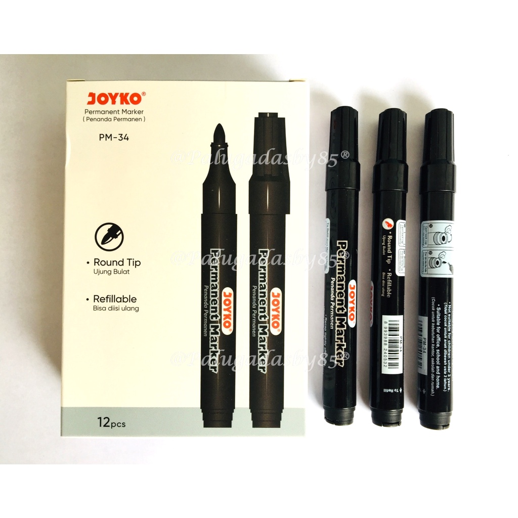 

(1 Biji) JOYKO Permanent Marker JOYKO PM-34 PM-35 PM-36 / Spidol Permanen Round Tip Joyko Refillable / Joyko PM34 / Joyko PM 34