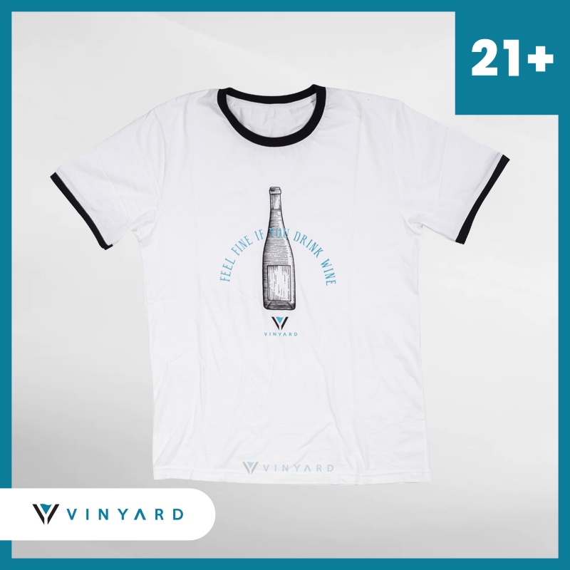 Kaos Tshirt Pria Wanita ALL size Vinyard Putih Gambar Botol (Merch Vinyard)