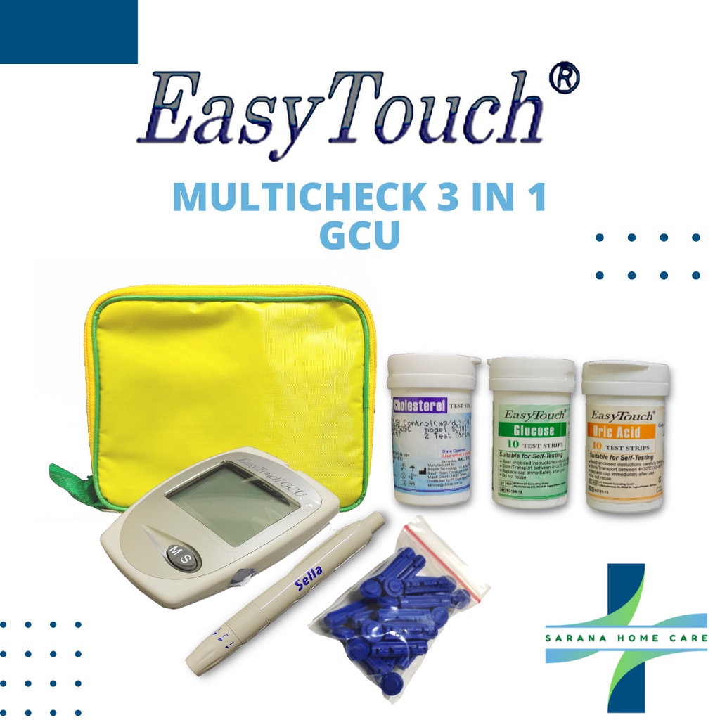 EASY TOUCH Multicheck 3 in 1 GCU/ strip tes gula darah/strip tes kolesterol/strip test asam urat/ test darah