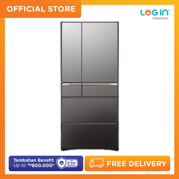 HITACHI 6D REF KULKAS 6 PINTU 525 LT TYPE RWX670KNX  GARANSI RESMI  ORIGINAL