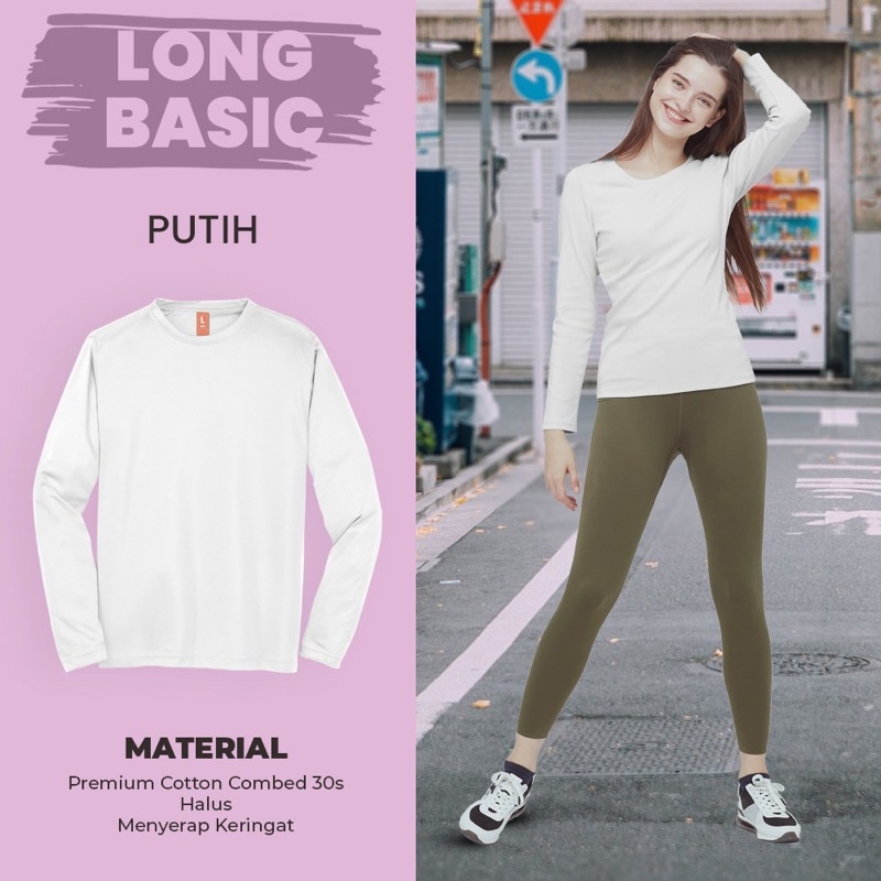 BISA COD baju TANGAN PANJANG kaos LENGAN PANJANG polos LONGSLEVE pria wanita pakaian warna basic navy atasan nyaman fashion termurah unisex premium T-shirt katun