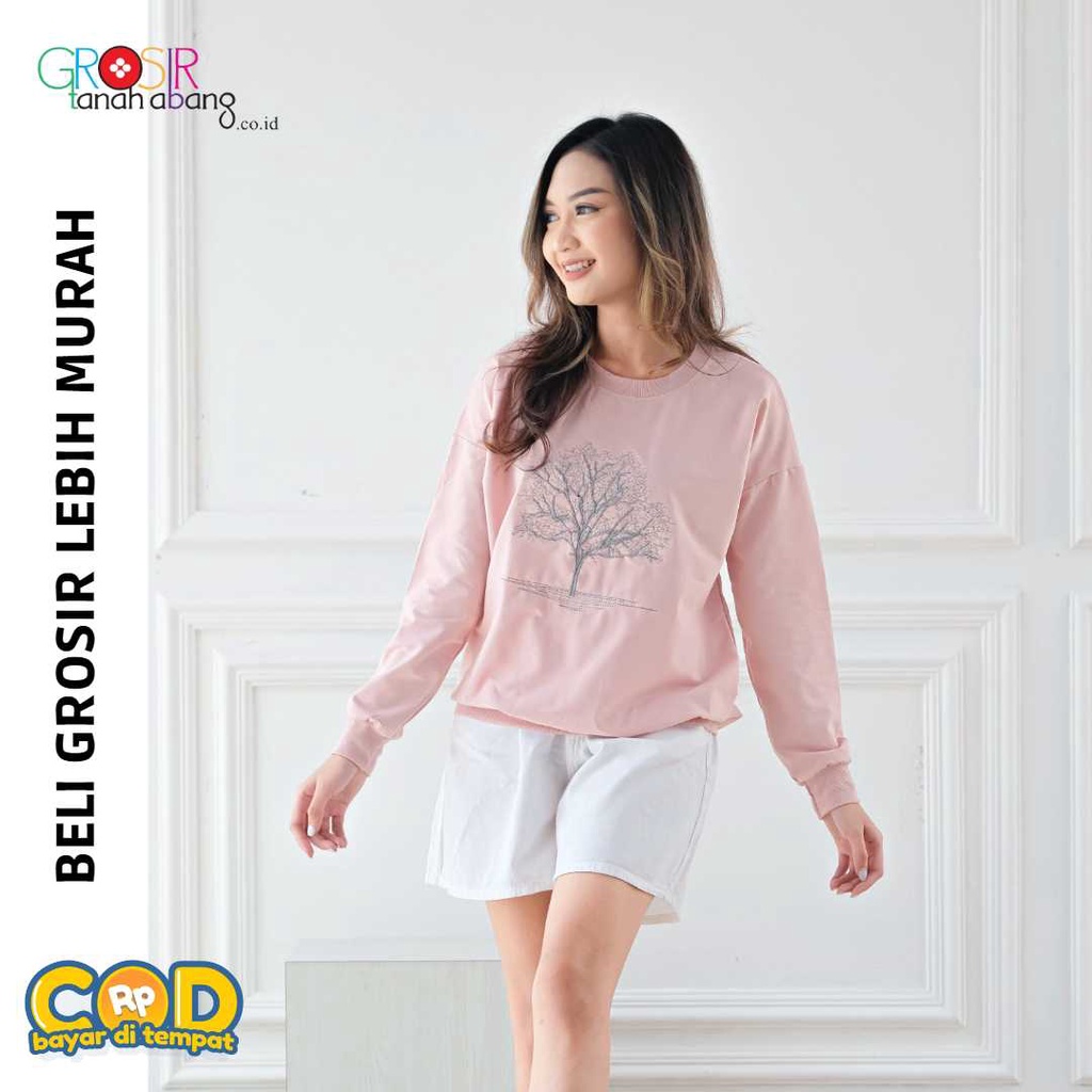 SWEATER IMPORT WANITA POHON BLOUSE KOREA FASHION KATUN IMPOR KOREA SET OVERSIZE JUMBO LD 120