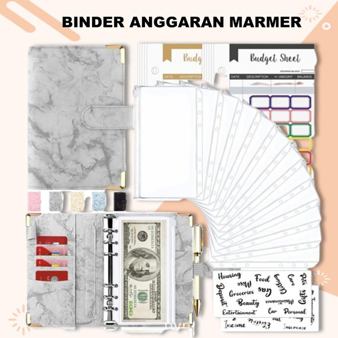 

Terbaru !!! Bugdgeting Binder A6 Organizer Uang Cash Budget Envelope Zipper Bahan