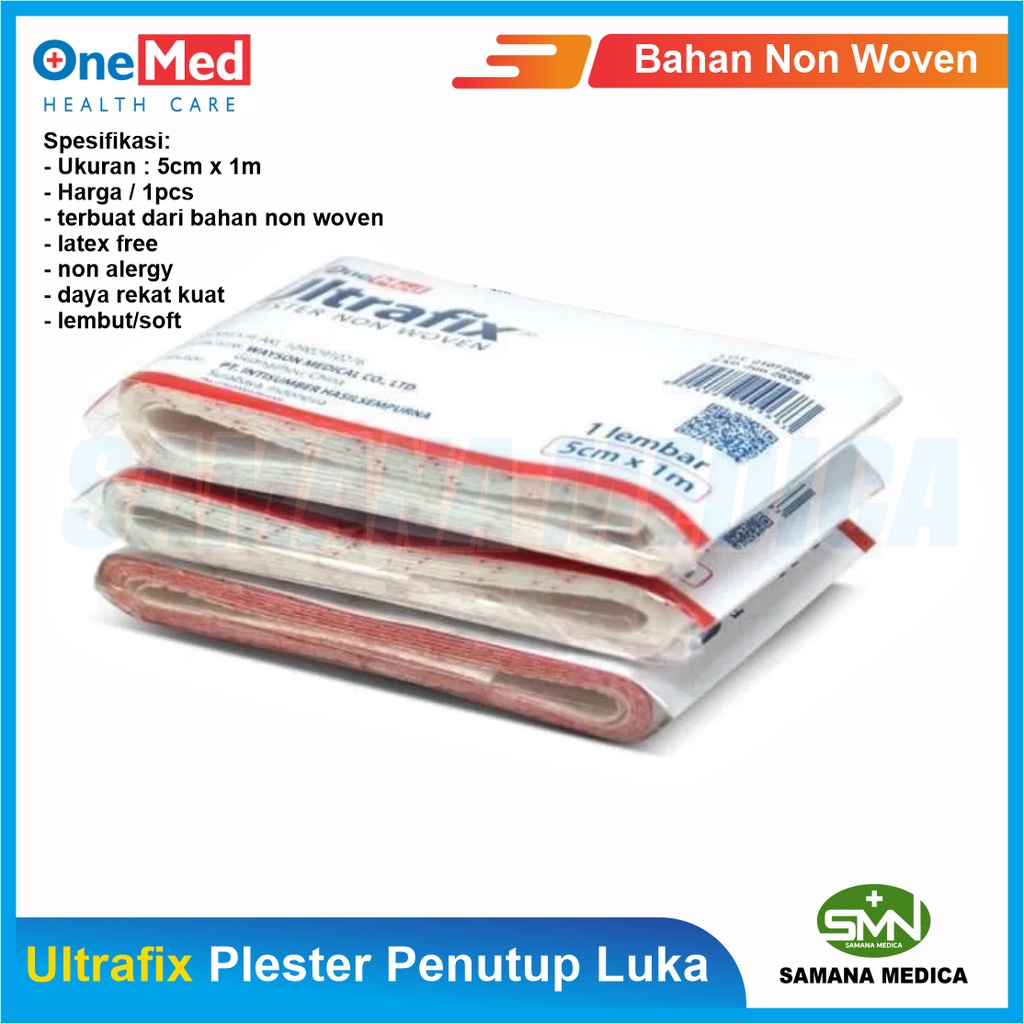 Ultrafix Plester 5x100cm (1 PCS) ONEMED Plester Penutup Luka P3K Non Woven Promo