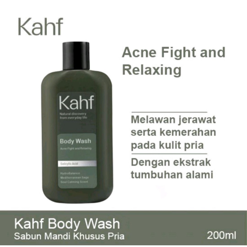 KAHF BODY WASH ACNE FIGHT&amp;RELAX 200ML / SABUN MANDI PRIA - SABUN CAIR