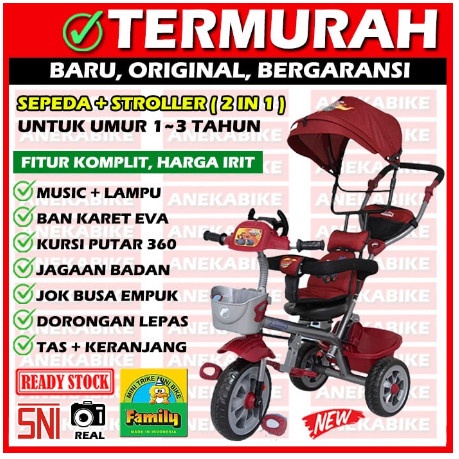 Best Seller Sepeda Anak Roda Tiga 3 Family F-860 Premium
