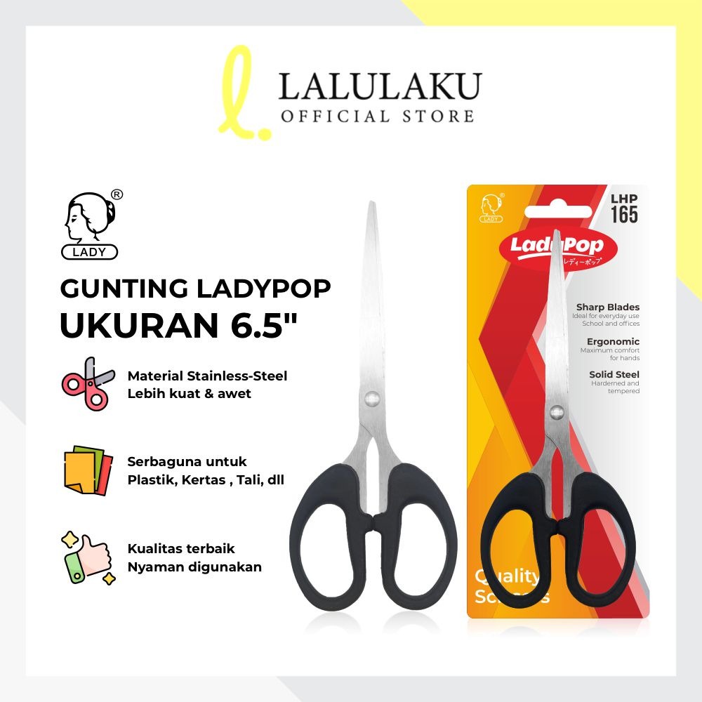 

Gunting Kertas Ladypop 6.5 inch LHP 165 16cm Medium Tanggung Sekolah Kantor Stainless Steel