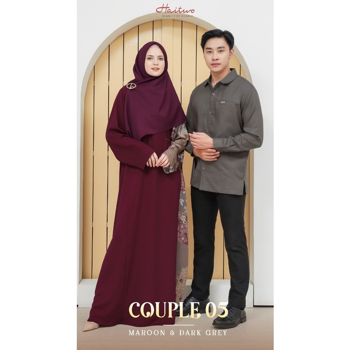 TERBARU COUPLE 05 GAMIS ZAINAB KOKO AYMAN BY HAITWO MARON & DARK GREY GAMIS DEWASA KEMEJA ATASAN PRI
