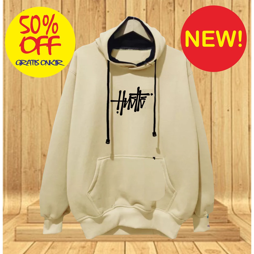 Hoodie Cowo Simple Pria HUSTLE Sweater Cowok Tebal Distro Premium Hodie Anak Remaja Kekinian Meygan Store