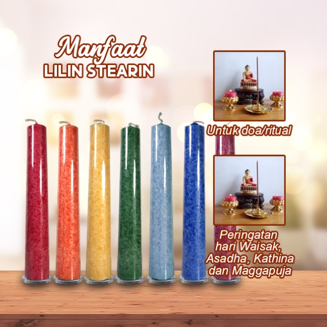 Lilin Meditasi 7 Warna - 7 Cakra Stearin Marble Kristal Sukhavati 30cm
