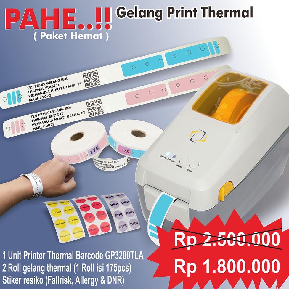 PRINTER BARCODE THERMAL GELANG PASIEN GPRINTER GP 3200TLA/BARCODE STIKER