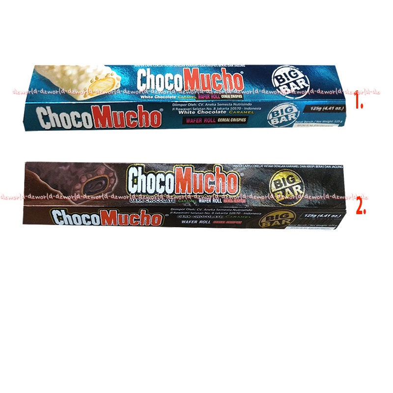 Chocomucho 125gr Big Bar White Dark Chocolate Caramel Wafer Roll Cereal Crispies Choco Mucho Coco Karamel Coklat Cokelat