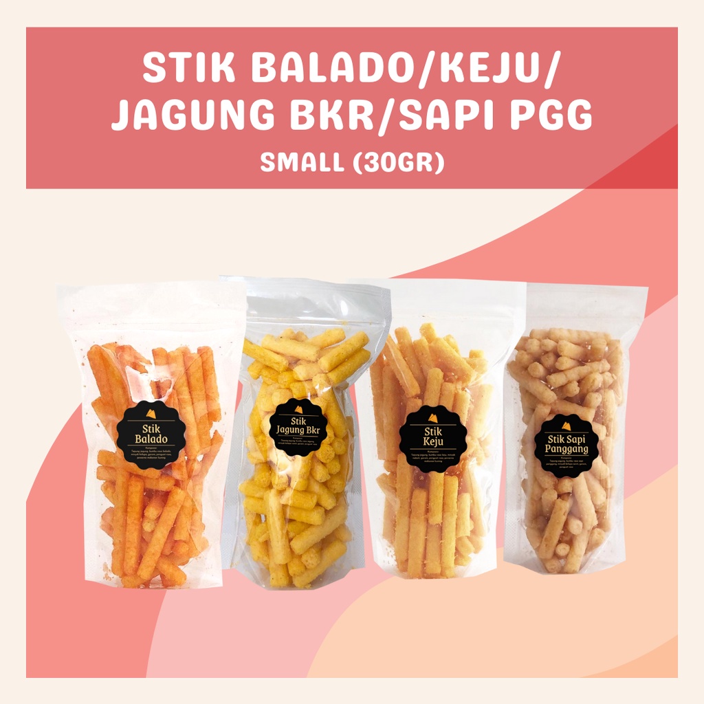 [DELISH SNACKS] Stik Keju / Balado / Sapi Panggang / Jagung Bakar (S) 30gr / Snack Cemilan Camilan