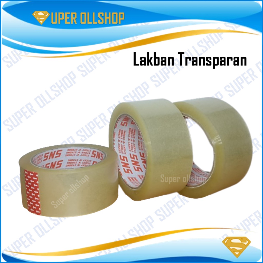 Solasi Plakban Isolasi Transparan Tape 100 Yard / Lakban Bening Ukuran 90 Meter Lebar 4.5 Cm