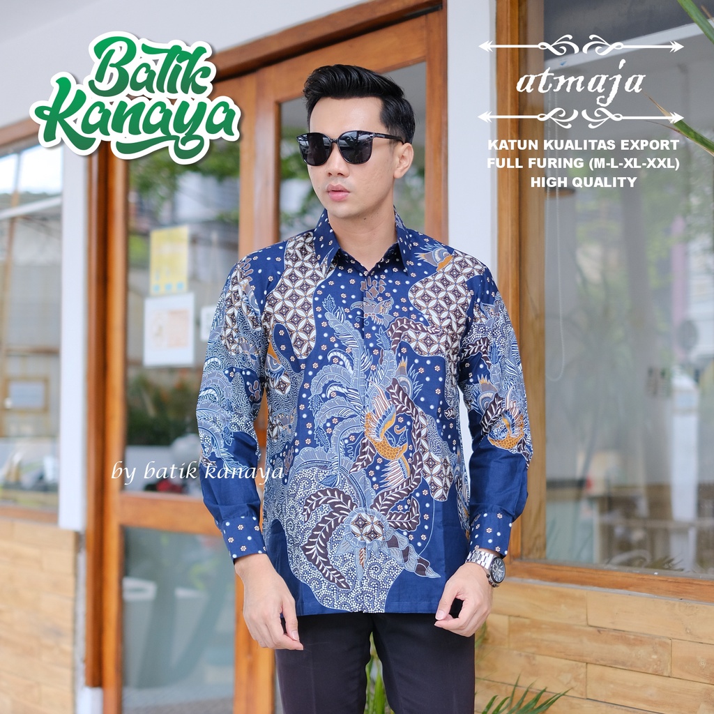 Kanaya - Kemeja Batik Pria Lengan Panjang Full Furing Bahan Katun Kualitas Ekspor ATMAJA