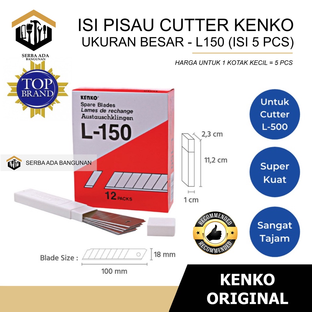 ISI MATA PISAU CUTTER  KENKO ASLI L-150 BESAR &amp; JOYKO A 100 KECIL/SILET TAJAM KUALITAS BAGUS 1KTK