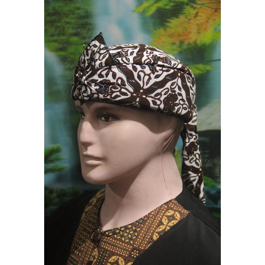 blangkon iket kepala sunda jawa tradisional dewasa dan anak motip mega mendung atas tutup (COFE)