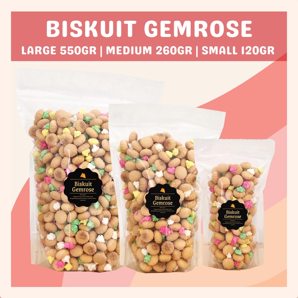 [DELISH SNACKS] Biskuit Gemrose (Grosir) 1kg 1000 gram / Snack Cemilan Camilan Kilo Kiloan Gem Rose Kue Monas