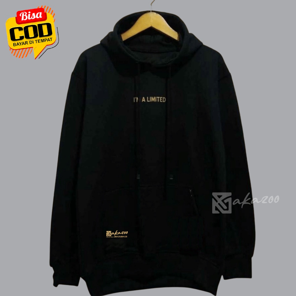 ziper hoodie pria original Sablon im a limited Warna Hitam sweater pria distro jumbo hoodie oversize korean style pria hoodie akazoo