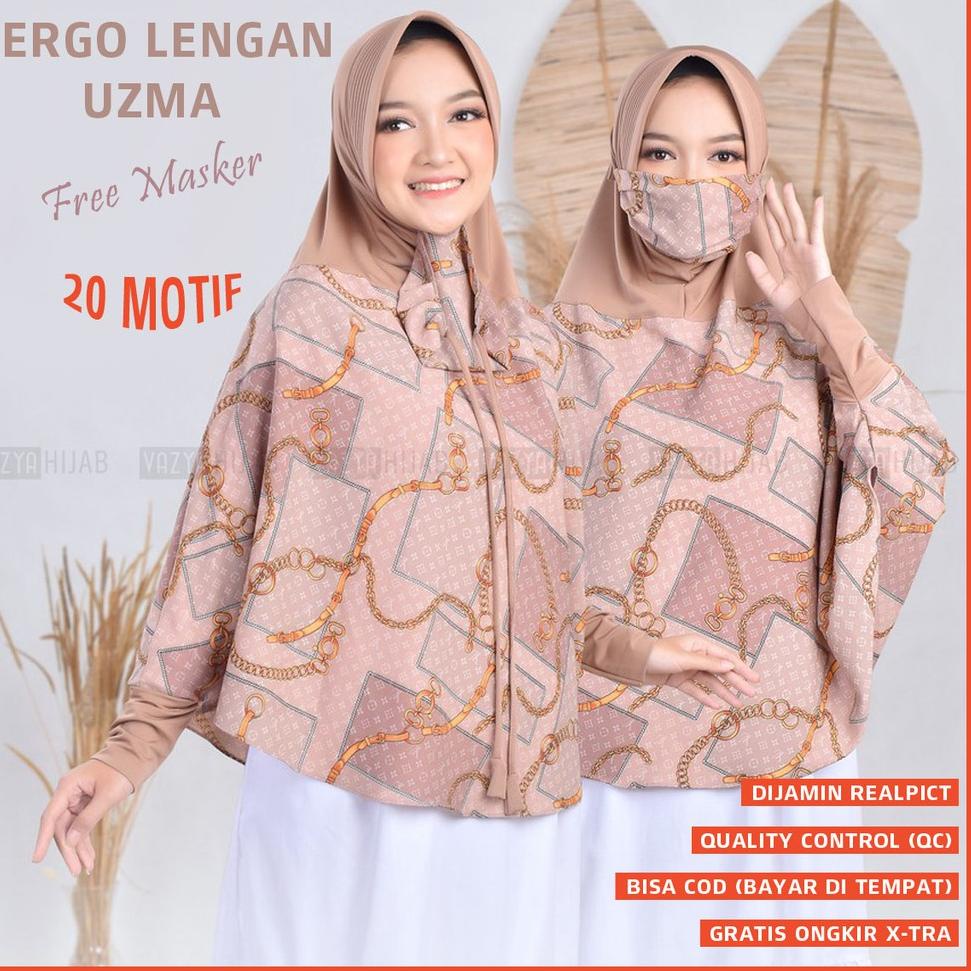 PALING LARIS Jilbab Lengan Panjang Motif Tangan Hijab / Bergo Lengan Panjang Motif Tangan Kerudung