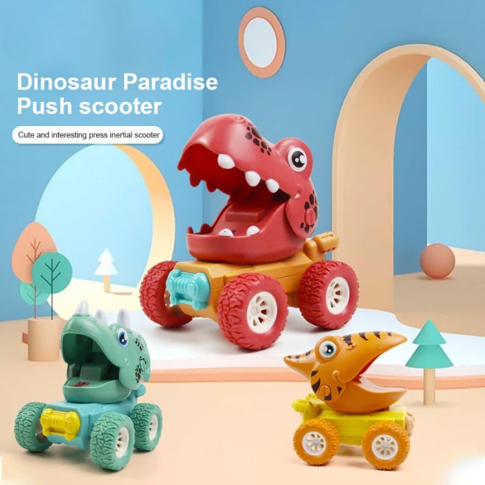 [YI33] Mainan Mobil Dino Roda Lucu Press and Go YI 33 - Mainan  Dinosaur World Fun Press Sliding Pulled Car