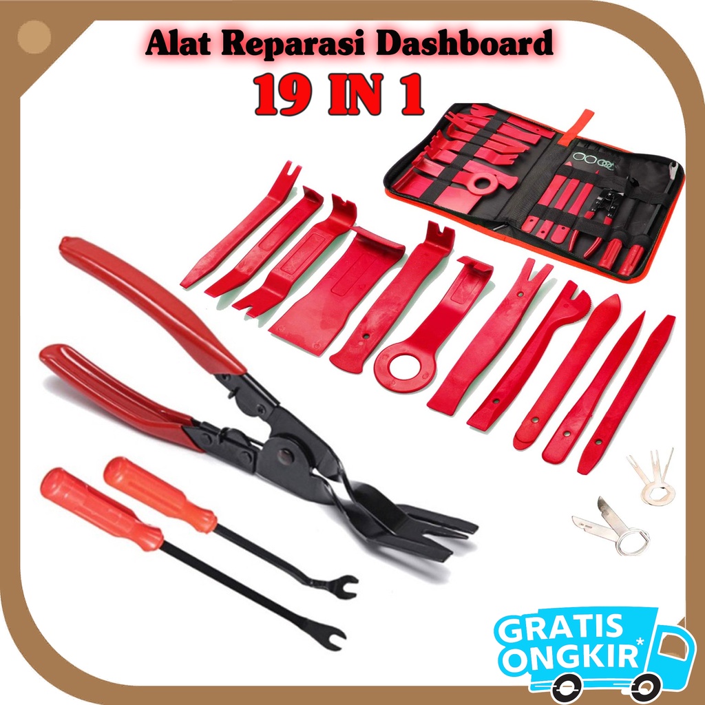 Set Alat Reparasi Dashboard Audio Mobil Trim Pliers Removal Tool 19 in 1-Alat perkakas Mobil- Pengungkit Mobil 19 in 1- 3in1- 11in1 - 5in1-Tang Pembuka Panel Mika