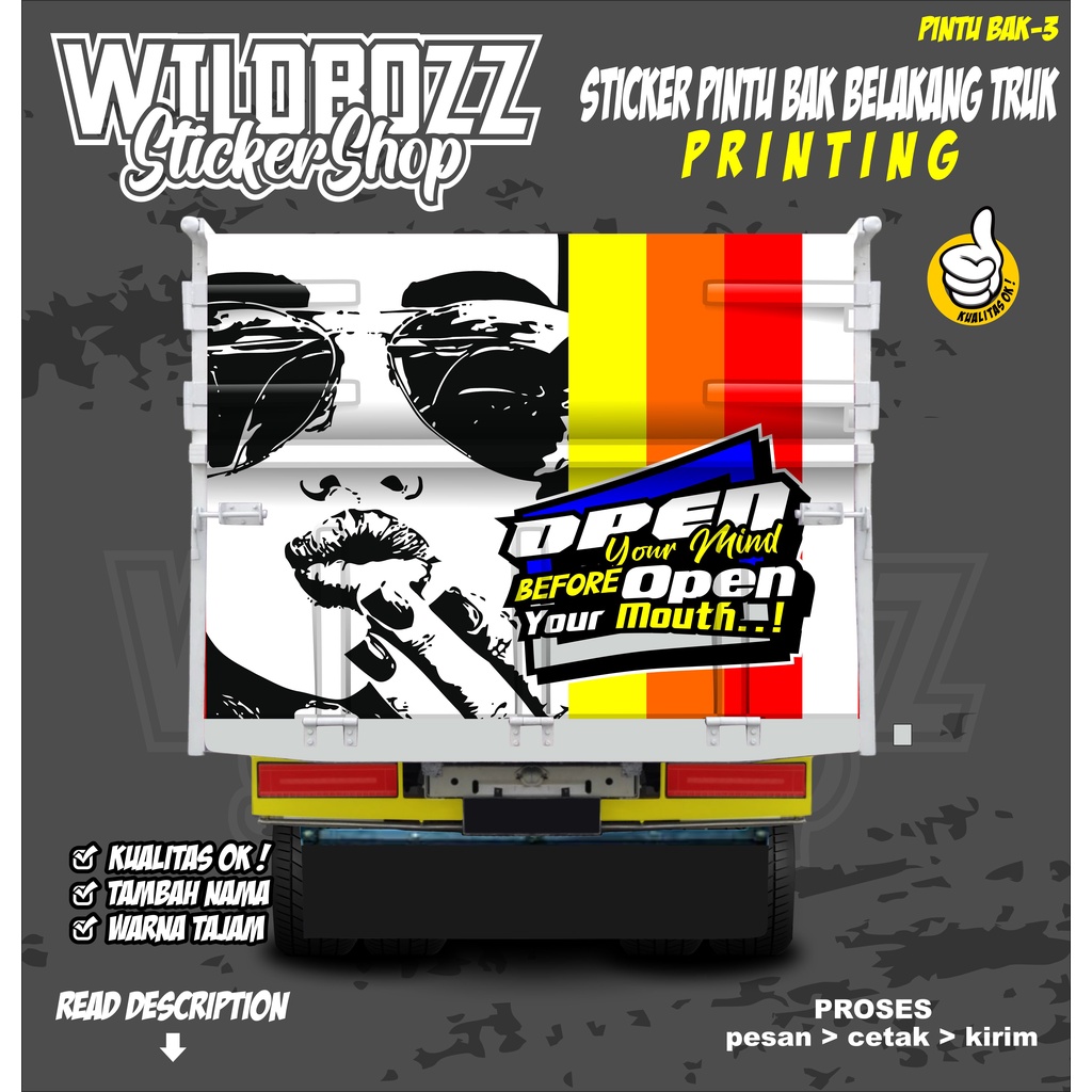 decal pintu belakang bak truk printing cewek keren (pintu bak-3) -wildbozz sticker-