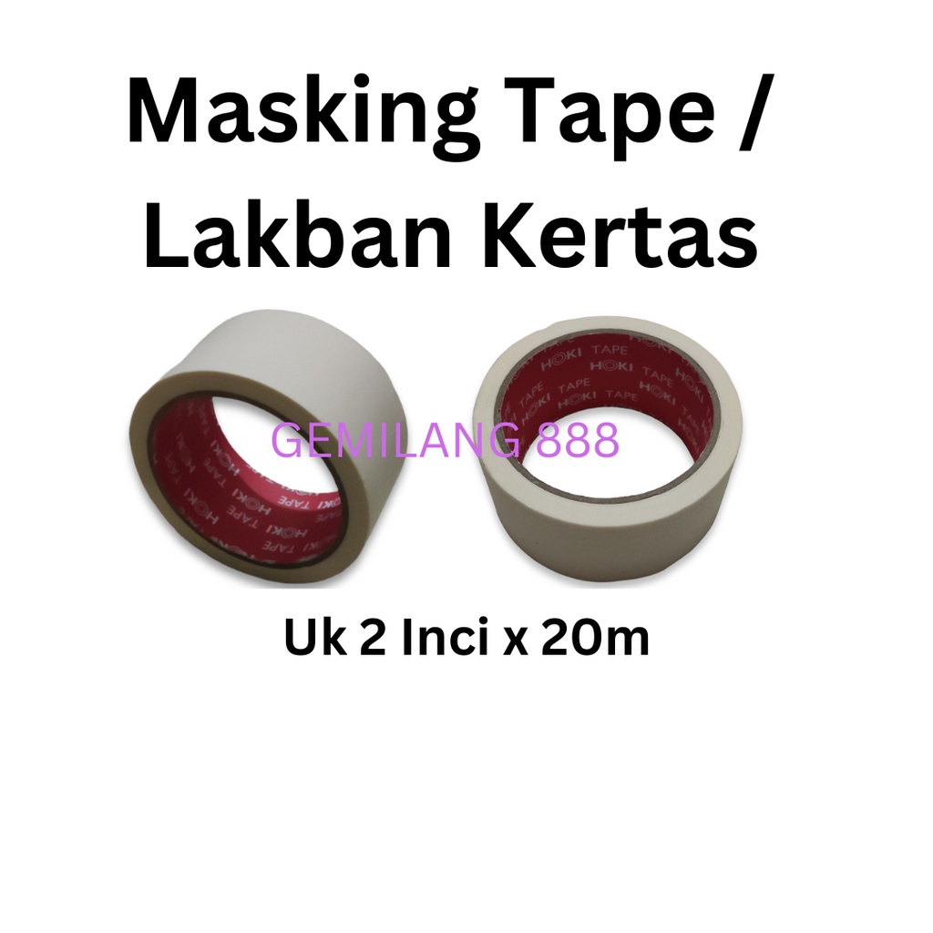 Lakban Kertas / Masking Tape (2 inchi x 20 m), Lakban Masking Tape, Packing Masking Tape