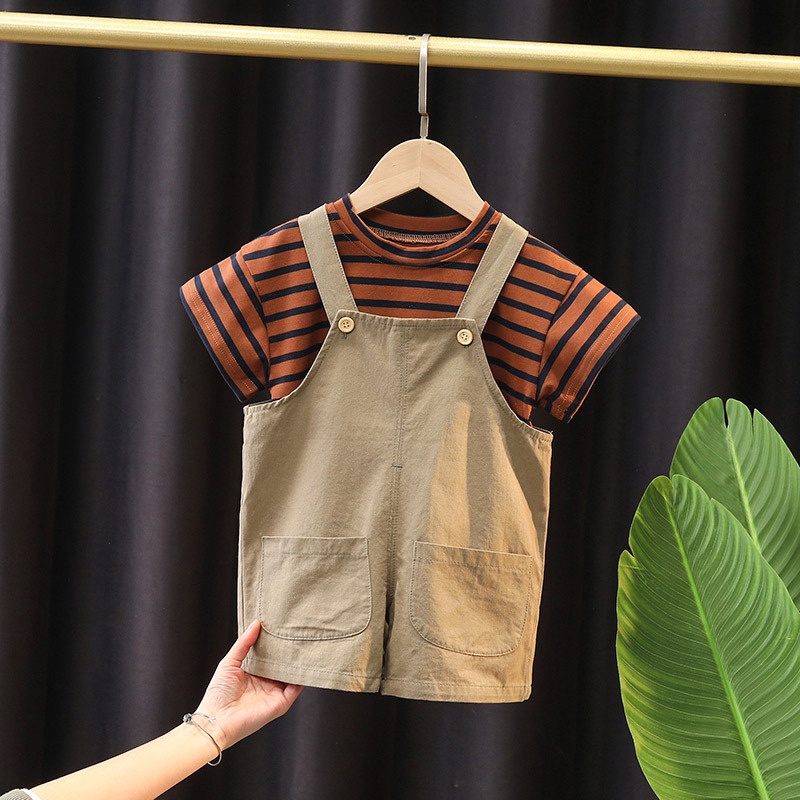 Baju kodok anak lucu lengan pendek model GARIS COKLAT usia 6 bulan - 5 tahun premium STP-7000