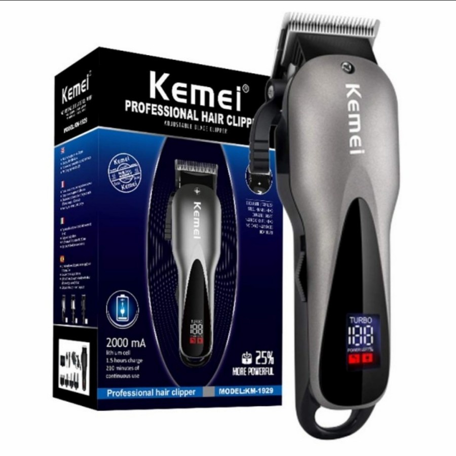 MESIN CUKUR RAMBUT PORTABLE KEMEI KM-1929 HAIR CLIPPER PROFESIONAL LED DISPLAY BERGARANSI