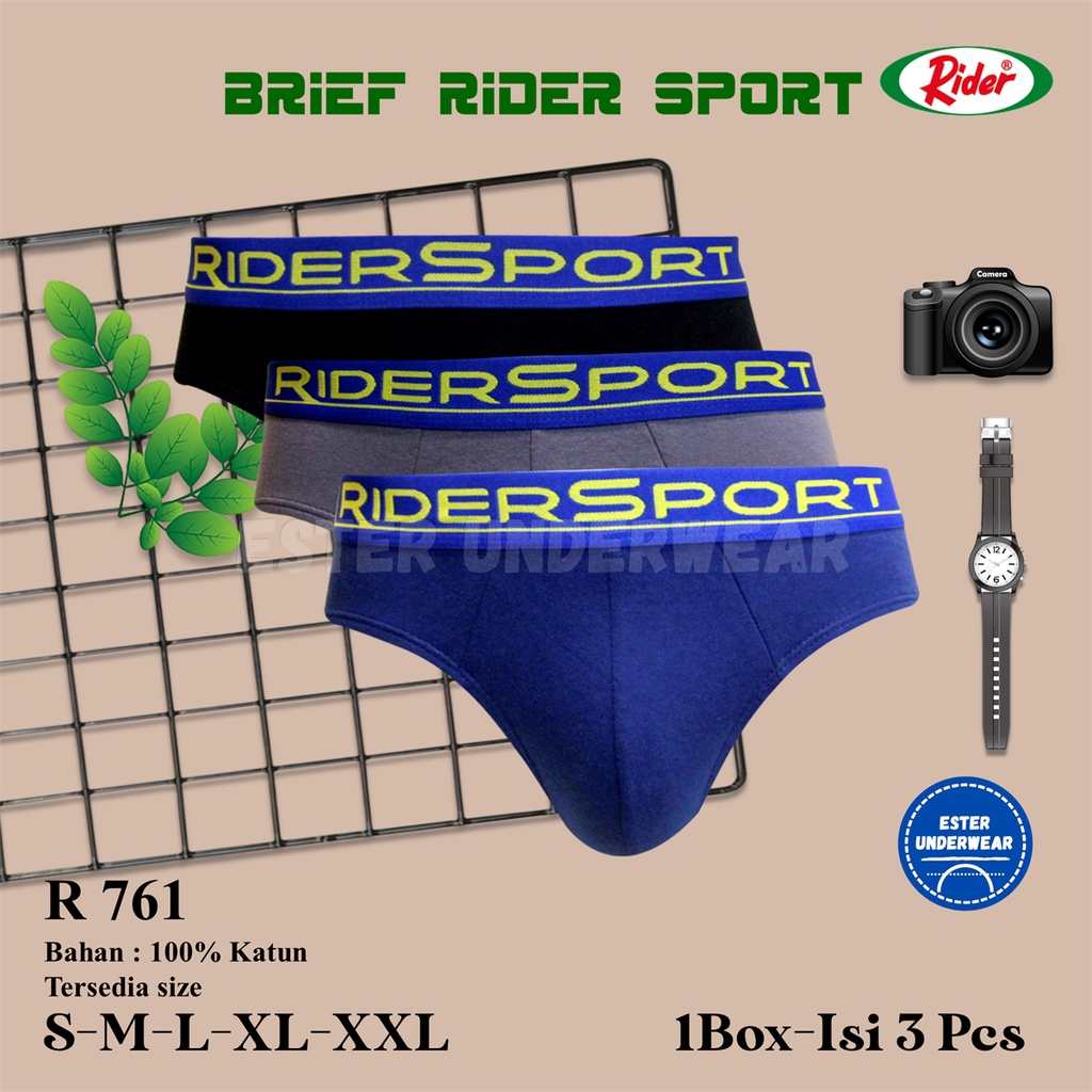 Celan Dalam Pria Rider Sport R 761 Isi 3Pcs/Pack Bahan Katun