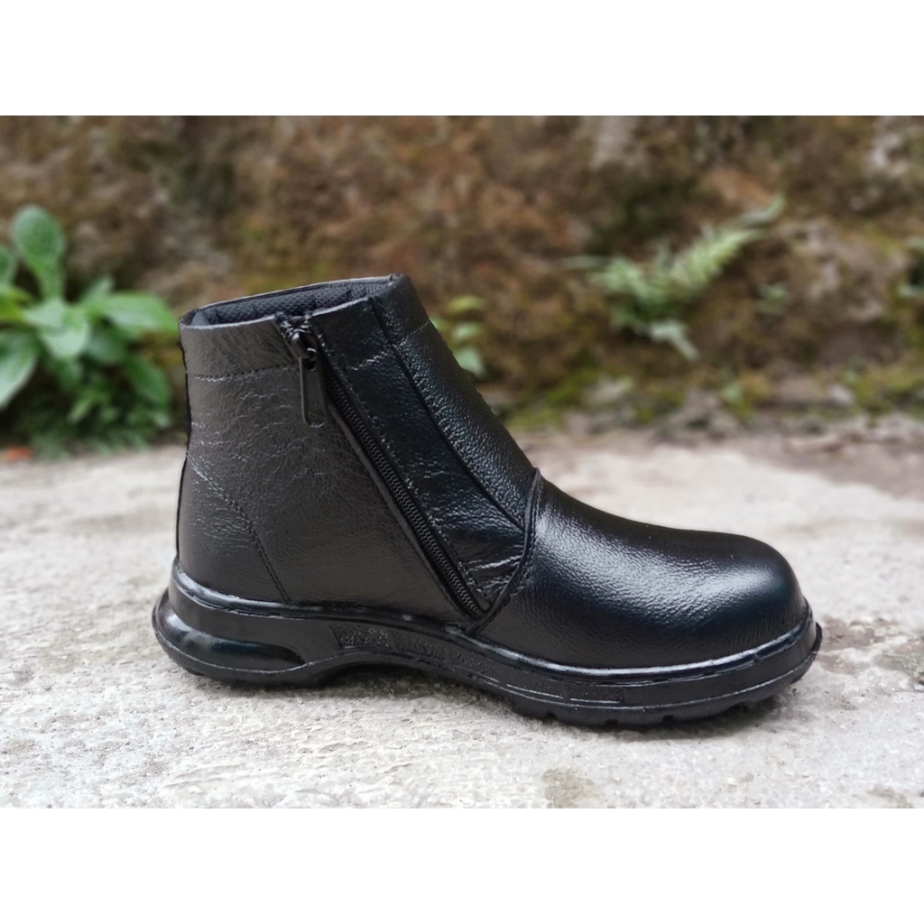Sepatu Safety Pria King Model Resleting Kulit Alsi