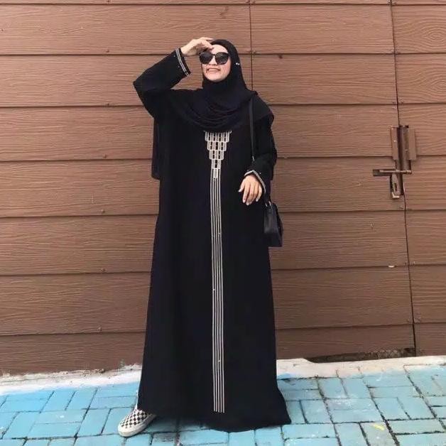 Gamis YM DEFASHION GAMIS ABAYA TURKEY PIRAMID BORDIR BAHAN JETBLACK (1 DRESS - S(I3Y6) Gamis Abaya R