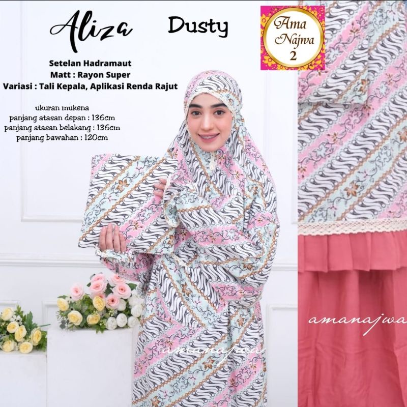 Mukena Terusan Model Setelan Hadramaut Aliza | Mukena Lengan Kerut | Mukena Setelan Berlengan Rayon 