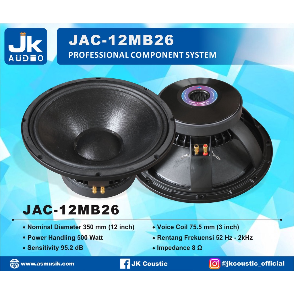 Speaker JAC 12MB26 JK Audio componen 12 inc