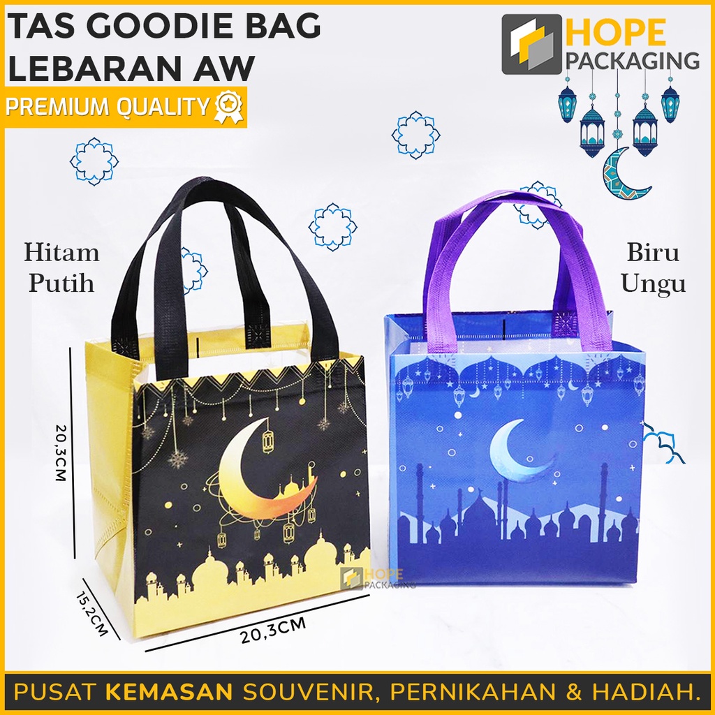 Tas Goodie Bag Idul Fitri 2 Motif / Tas Bingkisan Parcel / Souvenir Parcel Lebaran /wadah Hampers Kue Kering Toples laminasi waterproof