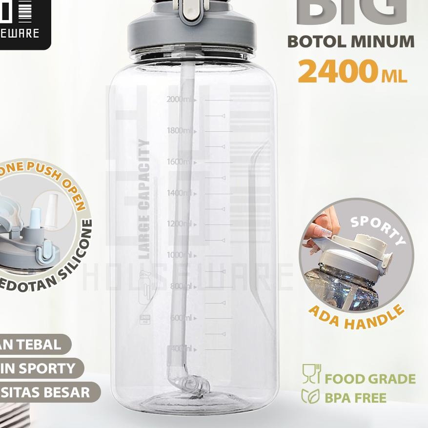 ۝ HUGO Botol Minum 2,4 Liter Jumbo Besar Anti Bocor Food Grade Tempat Air Minum 2400 ml ◊
