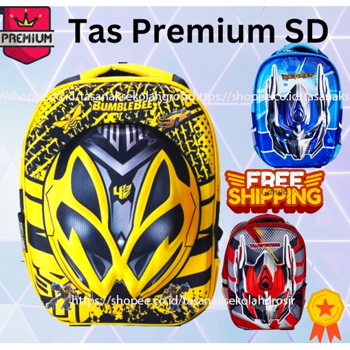 Tas Ransel Sekolah Anak SD Transformer Optimus Prime BIRU 3D Timbul Hard Cover - Blue EMbos Optimus bumble bee KILAP