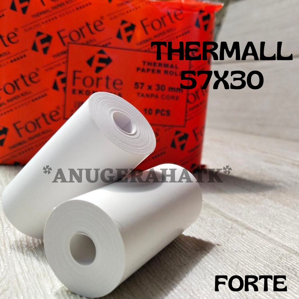 

Kertas kasir Struk Thermal Forte 57 x 30 mm tanpa core (isi lebih banyak)