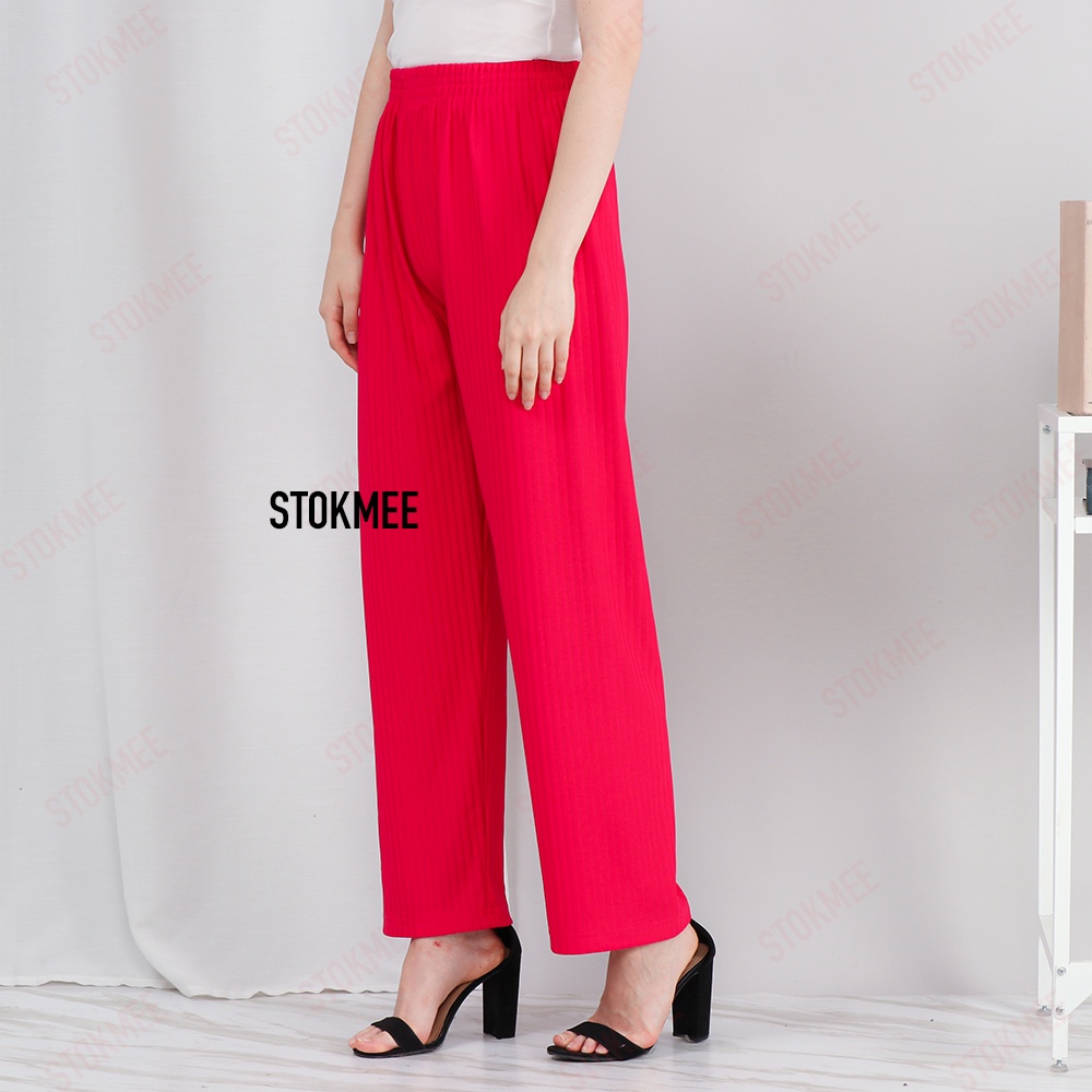 Celana Kulot Wanita  Bahan Knit Premium  Long Cullote  Pants - Korean Loose Pants Trousers Wanita - Loungewear Celana Kulot Jumbo XL