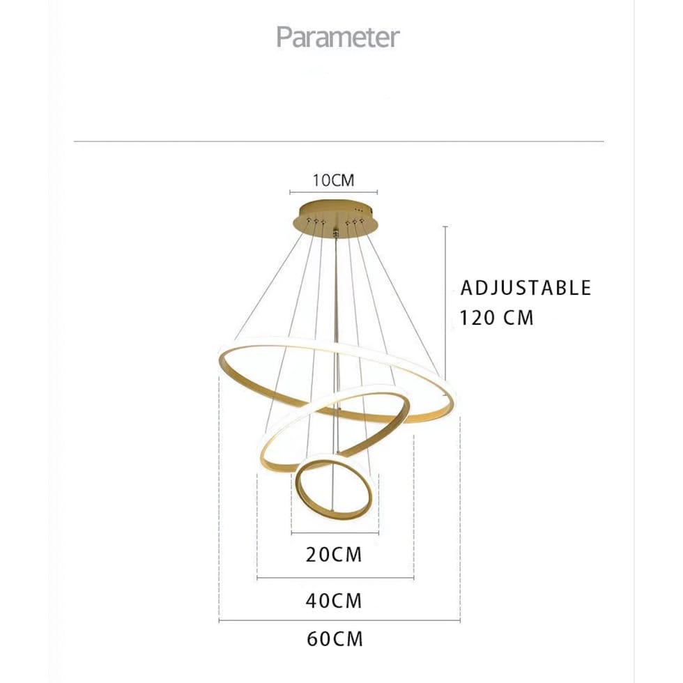 Lampu Gantung Minimalis Modern RUANG TAMU - Lampu Gantung LED 3 Ring Modern Untuk Kamar Tidur GARANSI