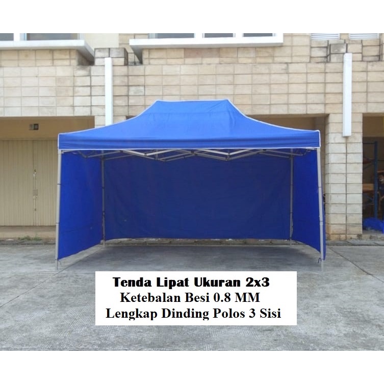 Tenda Lipat Ukuran 2x3 Besi Premium Lengkap Dinding Polos 3 Sisi