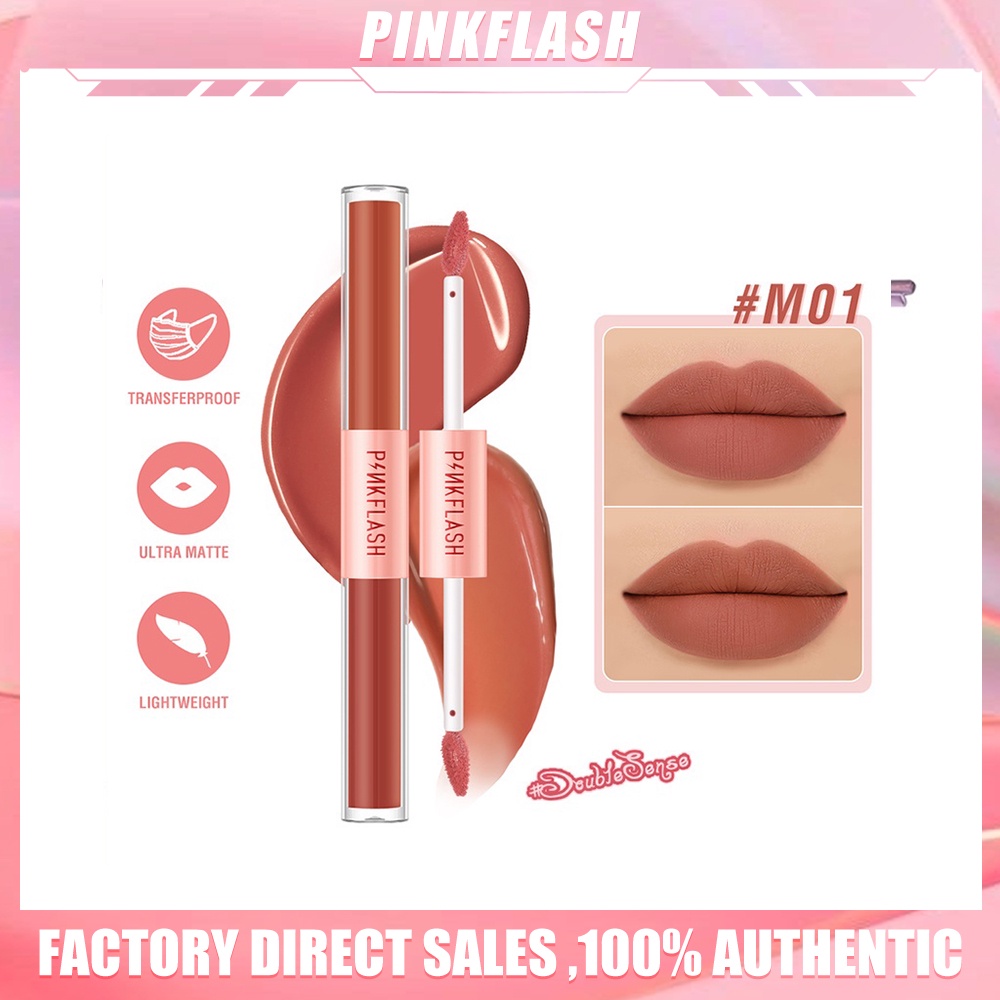 PINKFLASH Lip Balm DoubleSense Dual-ended Liquid Lipstick Ombrelips Matte Lipstik Lightweight High Pigment Lasting Gloss